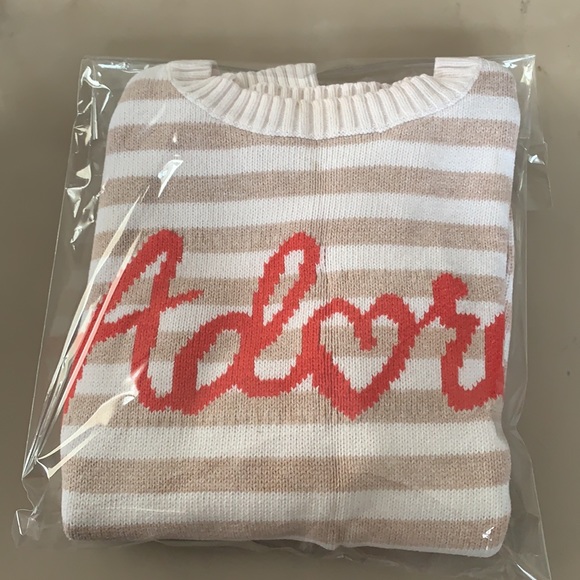 Old Navy Girls Sz 10-12 Tan/White Striped ADORE Pullover Sweater - Picture 3 of 3